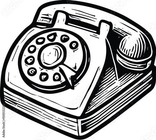Vintage telephone vector silhouette cricut design for T-shirt