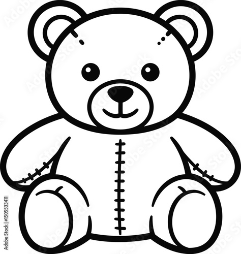Cute teddy bear vector illustration: A delightful vector illustration of a teddy bear, showcasing a minimalistic design with its iconic features, offering versatility for various creative projects.