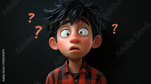 Confused cartoon boy illustration