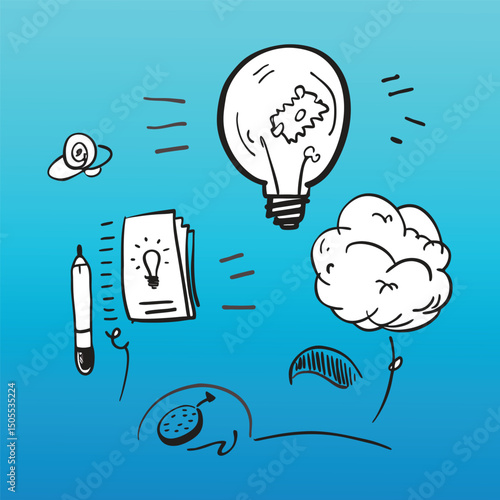 Brain and artificial intelligence icons. Machine learning, deep learning, artificial neural network, robotics and artificial intelligence concept