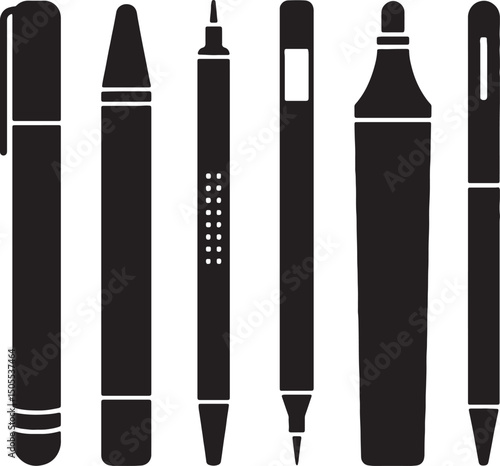 Collection of various writing and drawing pens