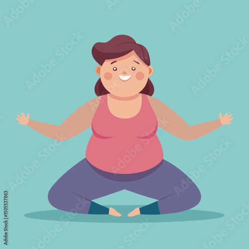 Plus size yogi in happy baby pose vector illustration