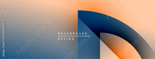 Abstract gradient background. Blue, orange hues blend smoothly. Minimalist design features geometric shapes, text overlay present.