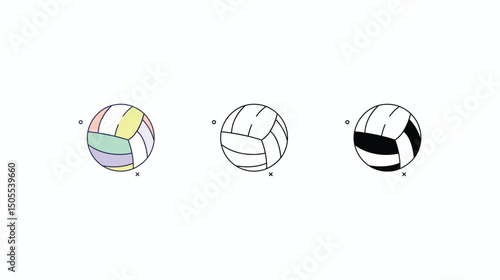 Volleyball icons vector set color line glyph line icons stock illustration