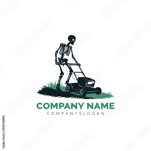 Skeleton lawn care logo, vector logo design 