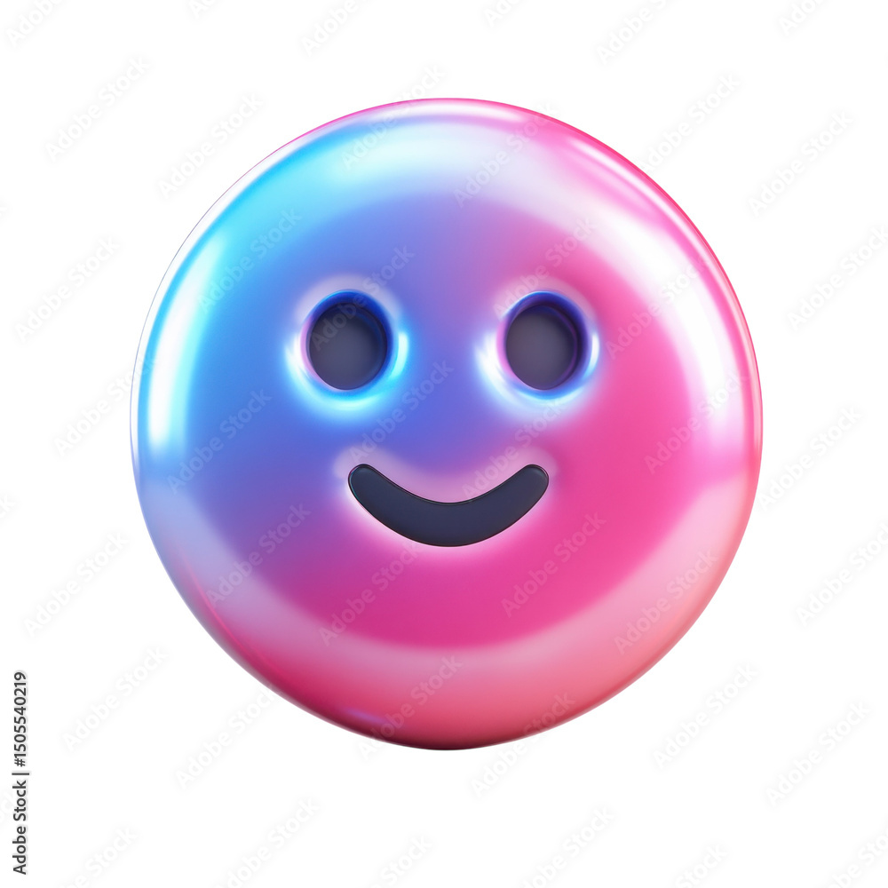 Fototapeta premium Expressive pink and blue smiley emoji radiating optimism and cheerfulness on transparent background