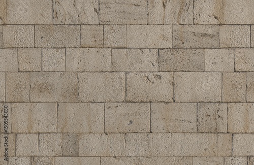 Light Beige Limestone Wall Texture with Vertical Rectangular Stone Blocks
