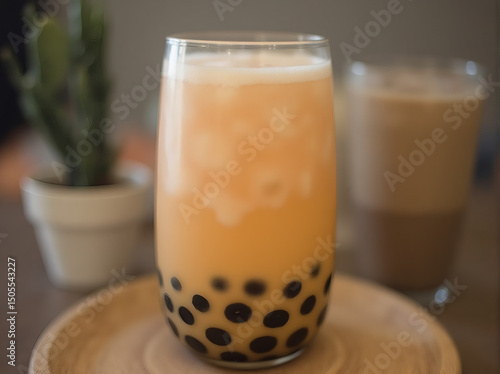 Boba Tea Drink with Tapioca Pearls