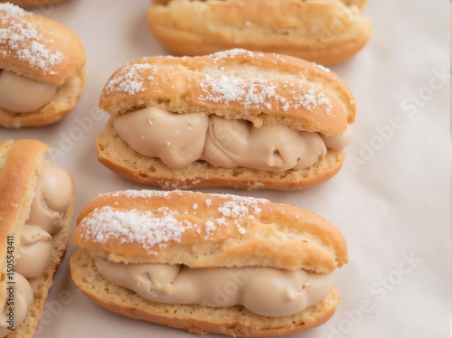 Cream Filled Pastries with Powdered Sugar