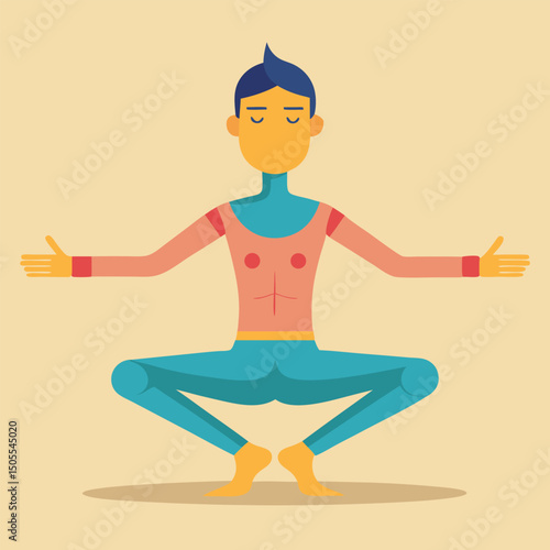 Yoga pose anatomy detailed body diagram vector illustration