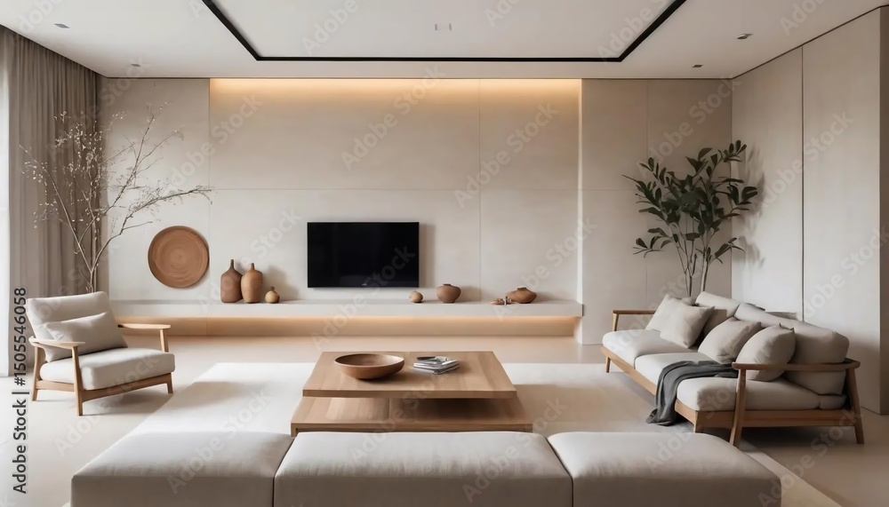 Fototapeta premium Serene Minimalist Living Room Interior Design