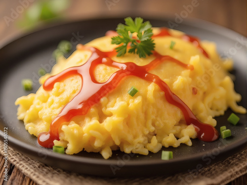 Japanese Omelette Rice with Ketchup