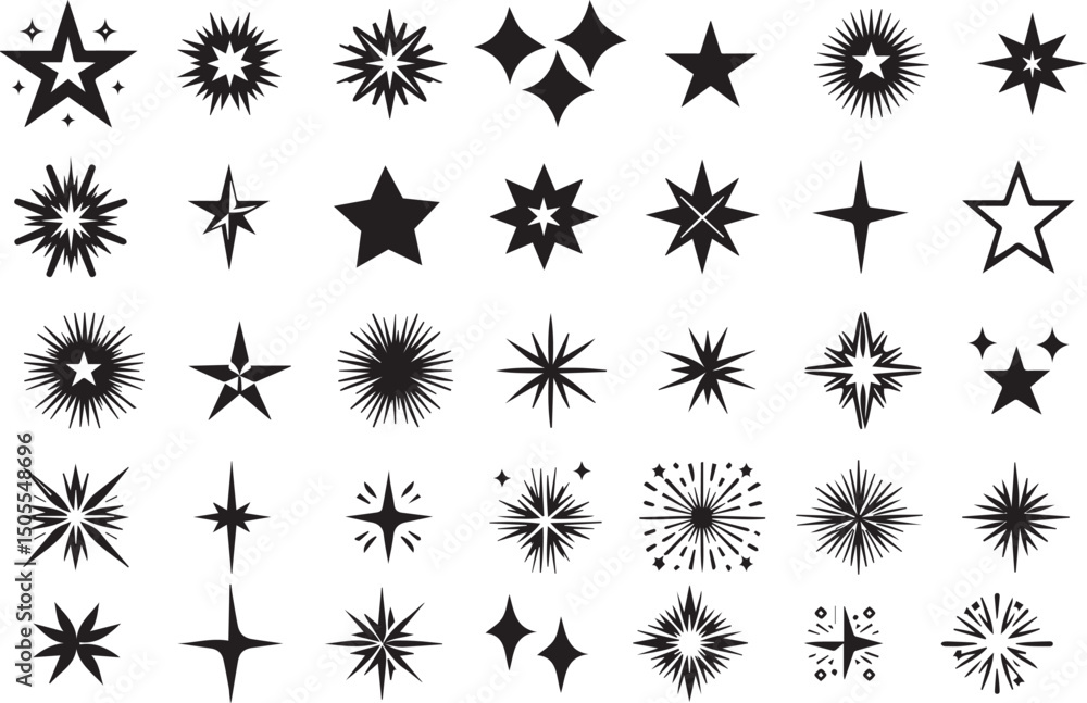 Star and sparkle icon set. Diverse star shapes for design, decoration, and celestial themes. sparkling star for logos, icons, and illustrations
Star and sparkle icon set. Diverse star shapes for design, decoration, and celestial themes. sparkling star for logos, icons, and illustrations