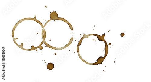 Isolated Coffee Stain Circles Transparent Background Illustration