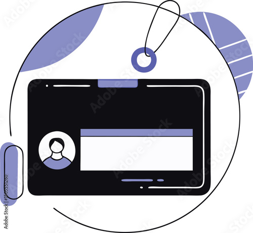 Modern identity badge design featuring a user profile and information field