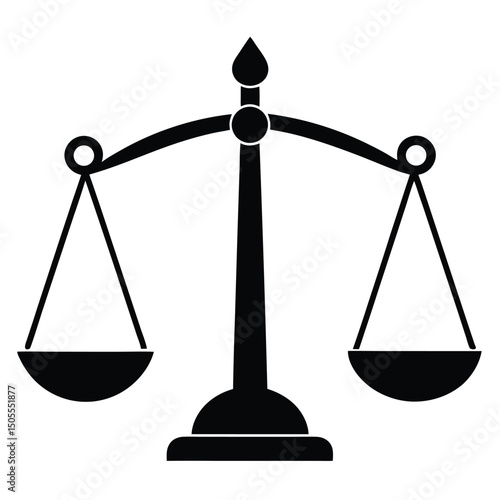 Black Balance Scale Icon Symbol of Justice, Law, and Fairness Illustration