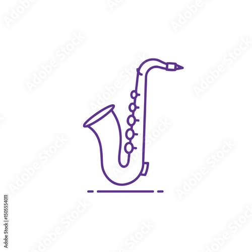 Saxophone icon for jazz music platforms and wind instrument education