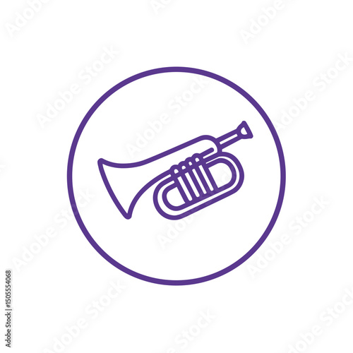 Trumpet icon for jazz apps and brass instrument education platforms