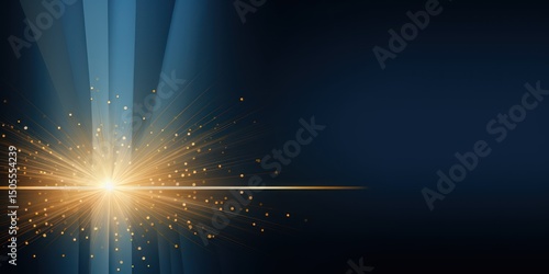 A blue and gold abstract background with a golden star and sparkles