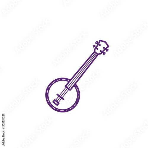 Banjo icon for folk music platforms and string instrument tutorials
