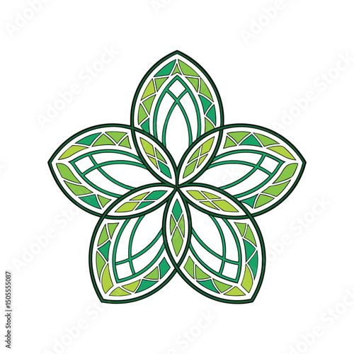 Geometric Floral Design in Green