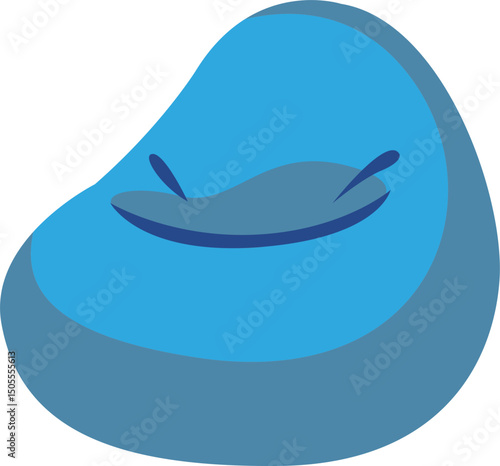 Stylized vector illustration of a blue beanbag chair