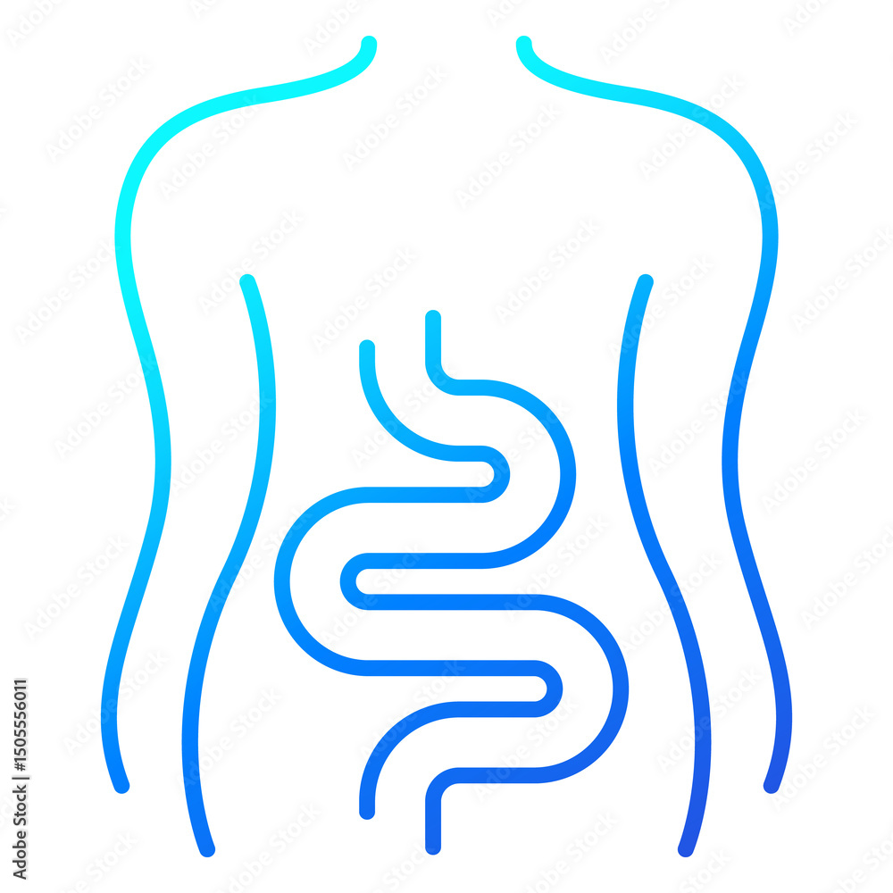 Fototapeta premium Intestines, colon line icon on dark