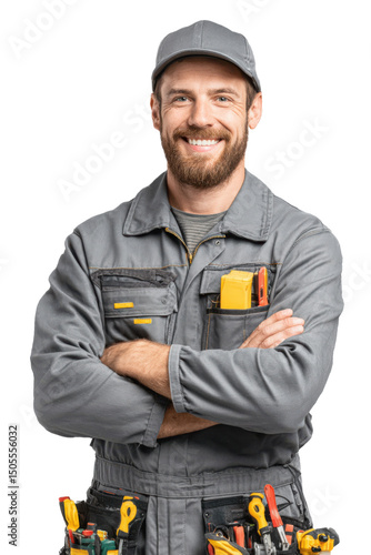 Confident Electrician Smiling isolated on Transparent Background PNG