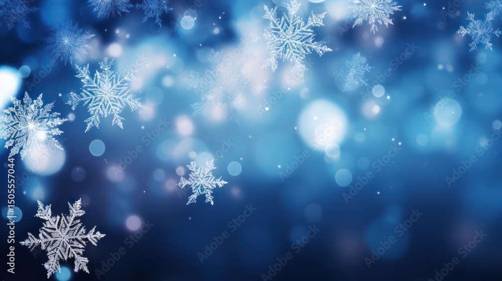 A blue and white Christmas background with snowflakes and stars A blue and white Christmas background with snowflakes and stars