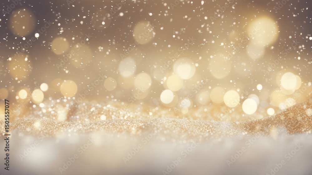 Golden snowflakes falling against a blurred, golden background with a soft focus effect. Golden snowflakes falling against a blurred, golden background with a soft focus effect.