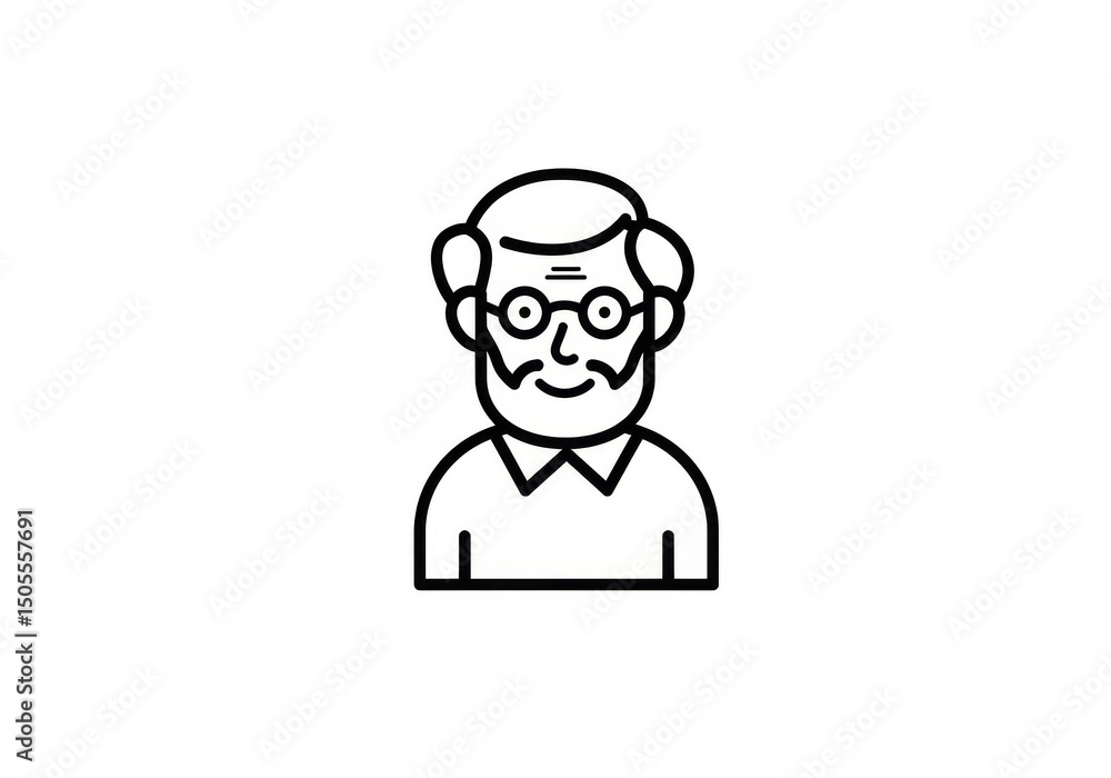 Obraz premium Elder Man Face Grandfather Icon Vector on Transparent Background