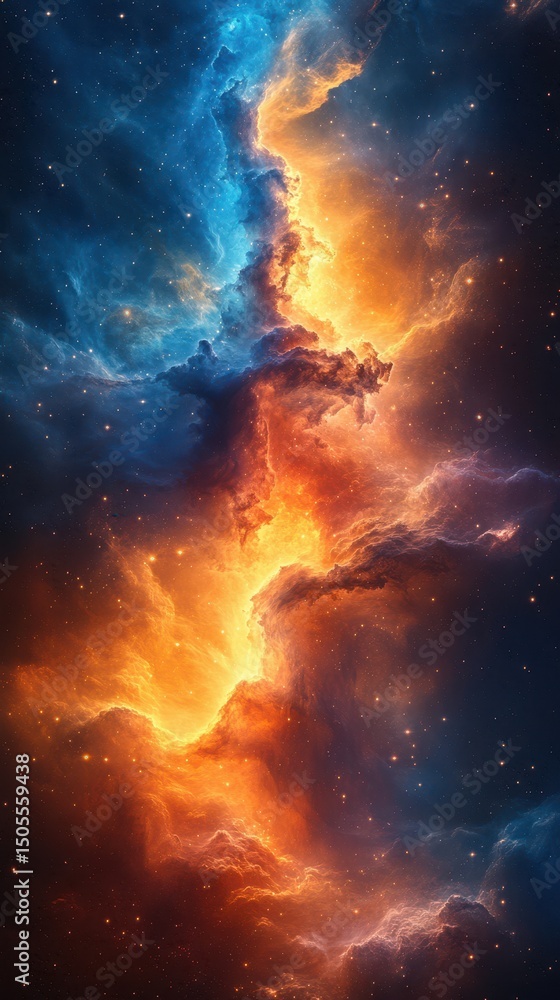 Fototapeta premium Stunning cosmic nebula revealing vibrant colors and intricate patterns in deep space