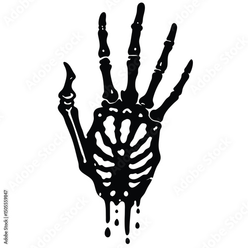 Dripping Black Skeleton Hand Illustration Halloween Theme Element Design