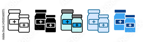 Vaccine Bottle Icon Set Multiple Style Collection