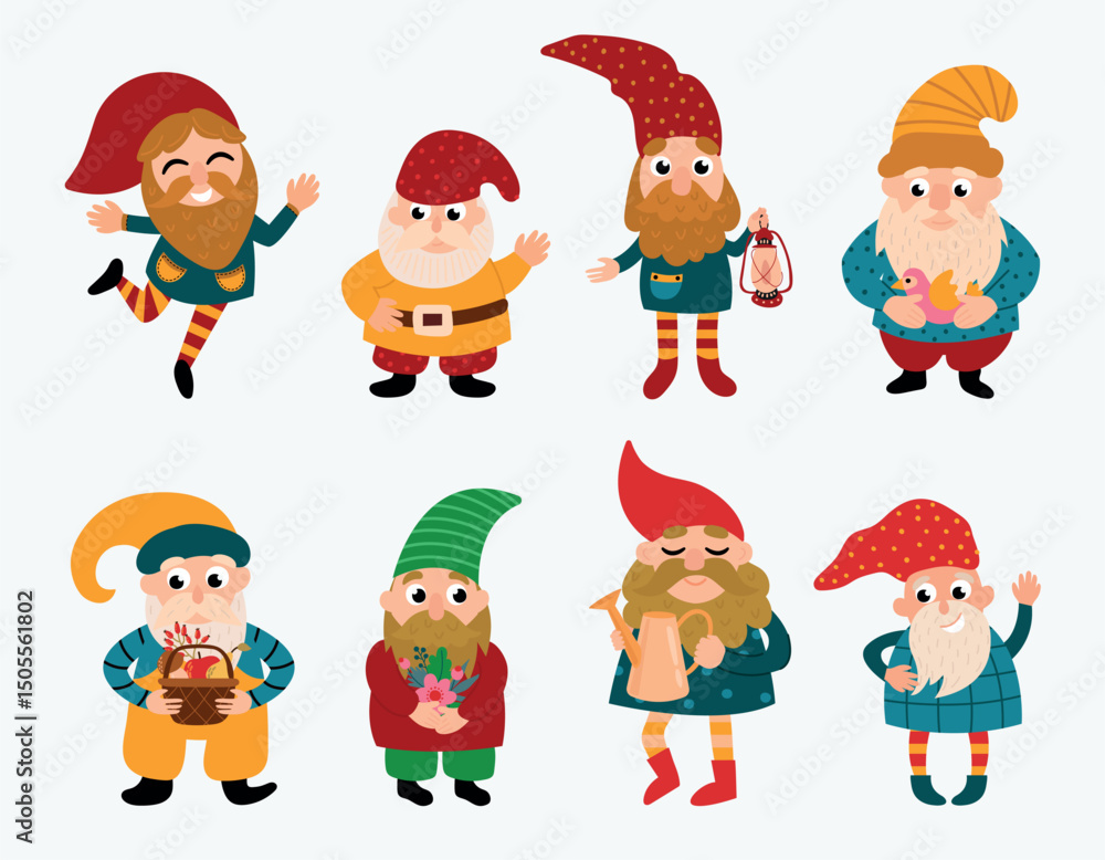 Illustration of Adorable Cartoon Gnomes Illustration of Adorable Cartoon Gnomes