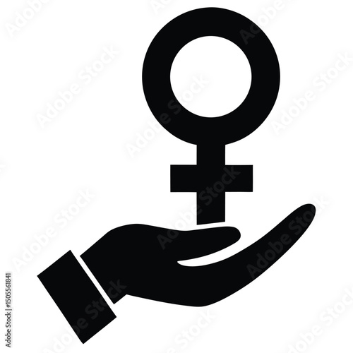 Female Symbol in Hand Empowerment, Gender Equality and Women's Rights Representation