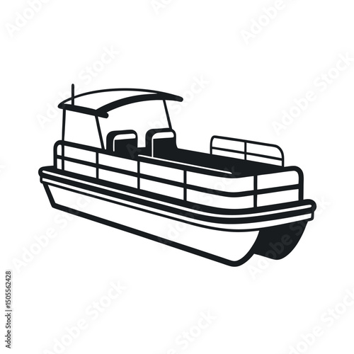 Pontoon Boat Minimalist Vector Art