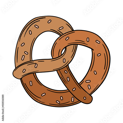 Bretzel pretzel delicious baked pastry food. Fresh bakery appetizing outline art food