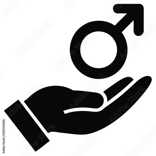 Male Symbol on Hand Icon Black Gender Representation and Signage Resource