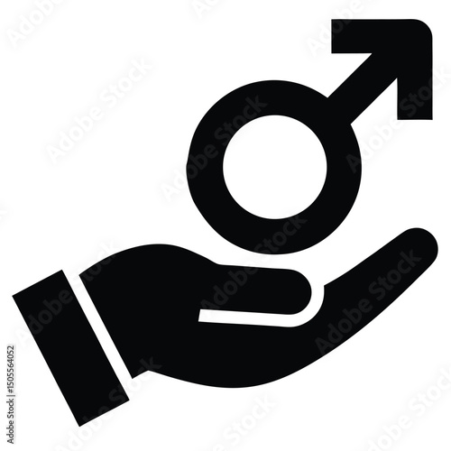 Male Symbol Resting on Hand Black Silhouette Illustration Icon Design