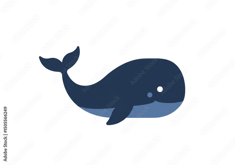Obraz premium Isolated Pixel Illustration of A Blue Whale with Transparent Background