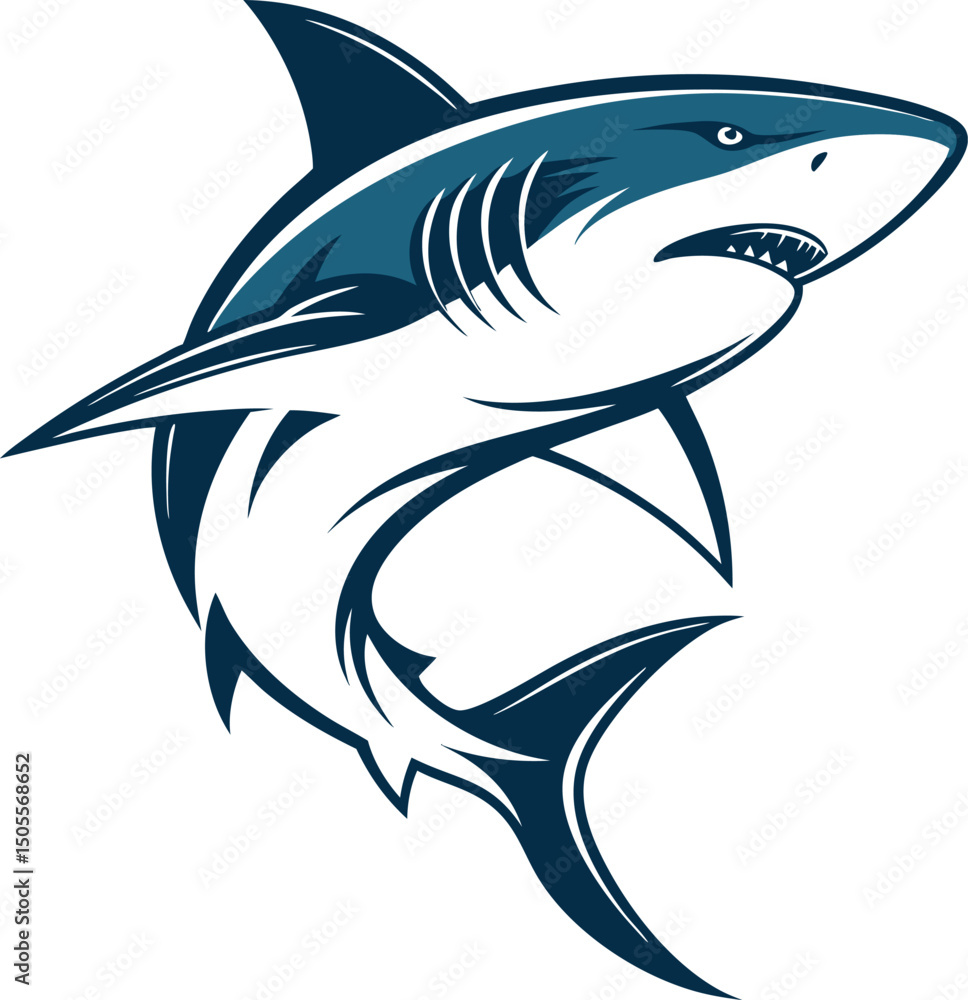 Fototapeta premium minimalist shark vector art illustration 