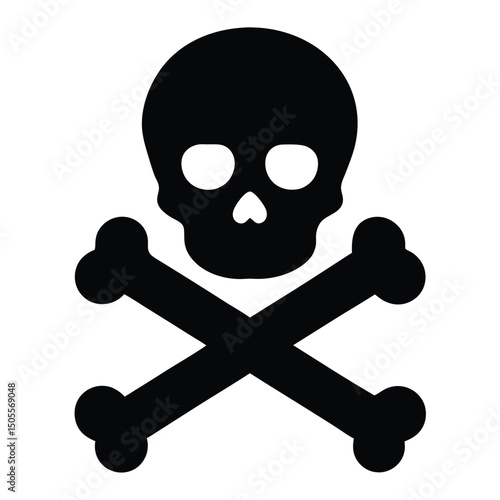 Simplified Black Skull and Crossbones A Symbol of Warning and Danger