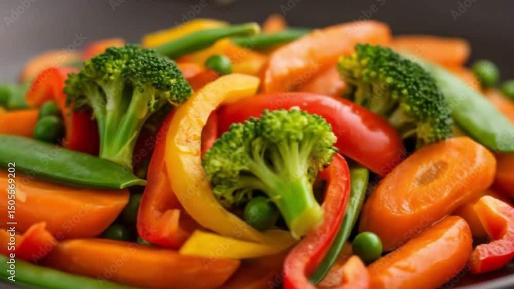 Close up shot of a medley of colorful vegetables including broccoli carrots and bell peppers arranged Close up shot of a medley of colorful vegetables including broccoli carrots and bell peppers arranged