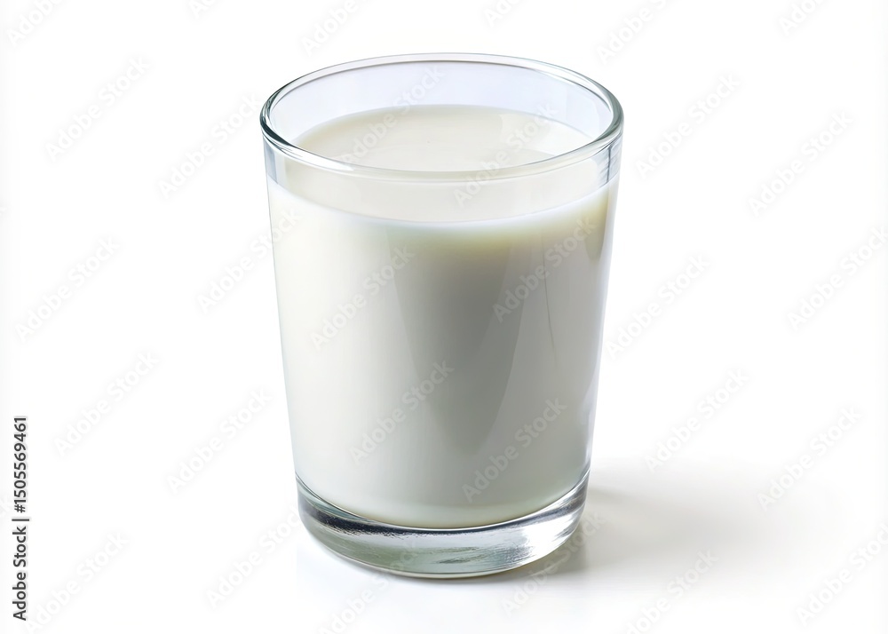 A refreshing glass of milk isolated on a clean white background surface A refreshing glass of milk isolated on a clean white background surface