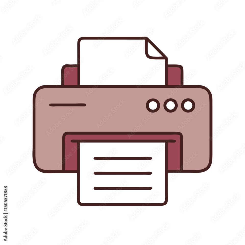 Simple printer illustration, maroon and white, for websites and presentations Simple printer illustration, maroon and white, for websites and presentations