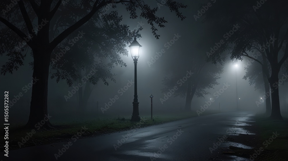 Fototapeta premium Foggy Street Lamp Glow