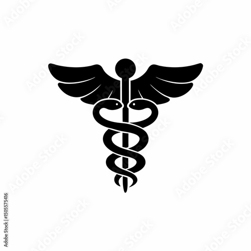 creative and simple minimal details Outline  Caduceus Emblem icon sign vector