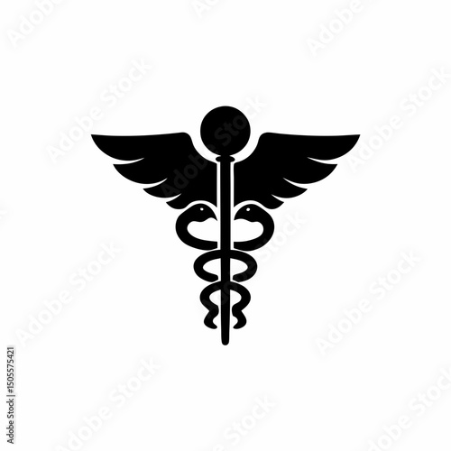 creative and simple minimal details Outline  Caduceus Emblem icon sign vector