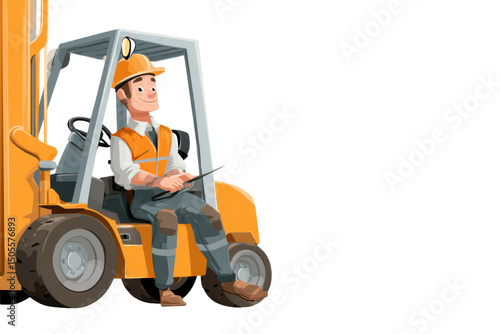 Skilled machine operator ready for efficient work behind the controls